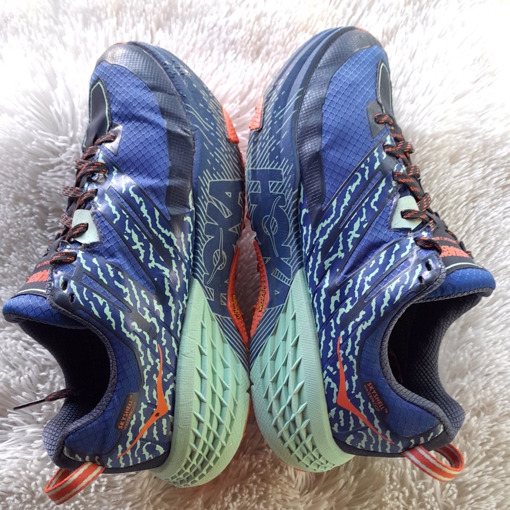 men's Hoka One Speedgoat 3 WP blue orange 9.5 -SOME WEAR VIEW PICTURES
